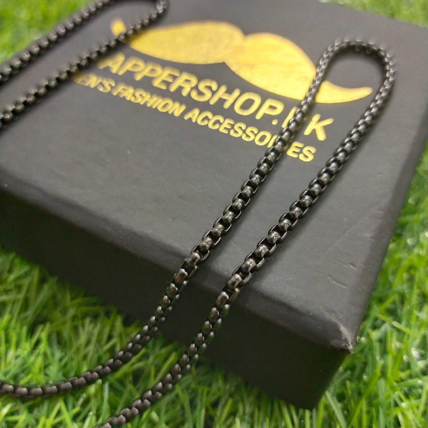 3mm Black round box chain necklace for men online in Pakistan
