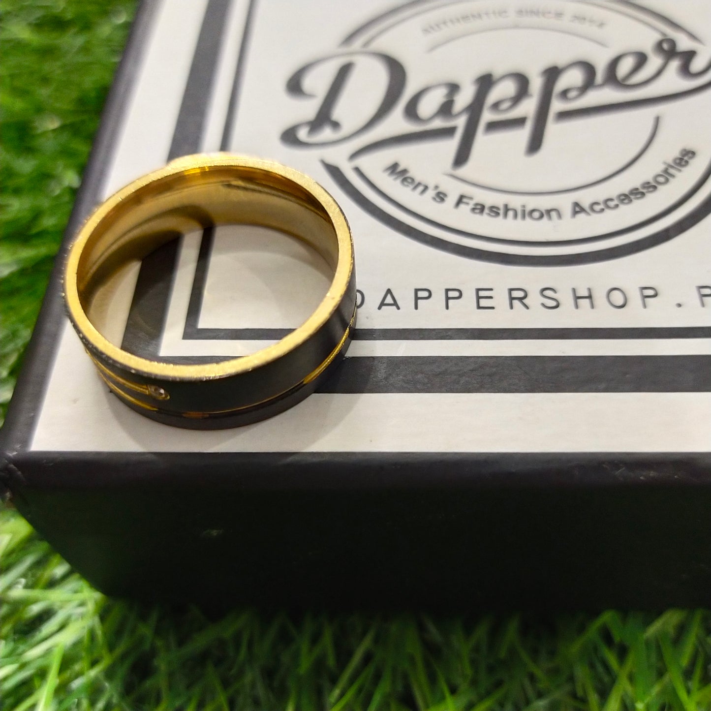 Black Golden Charm Ring For Men