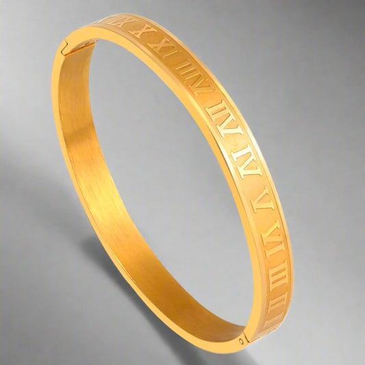 Gold Silver Rose Gold Plated Bracelets for Men Women Roman Numeral Bangle Bracelet Stainless Steel