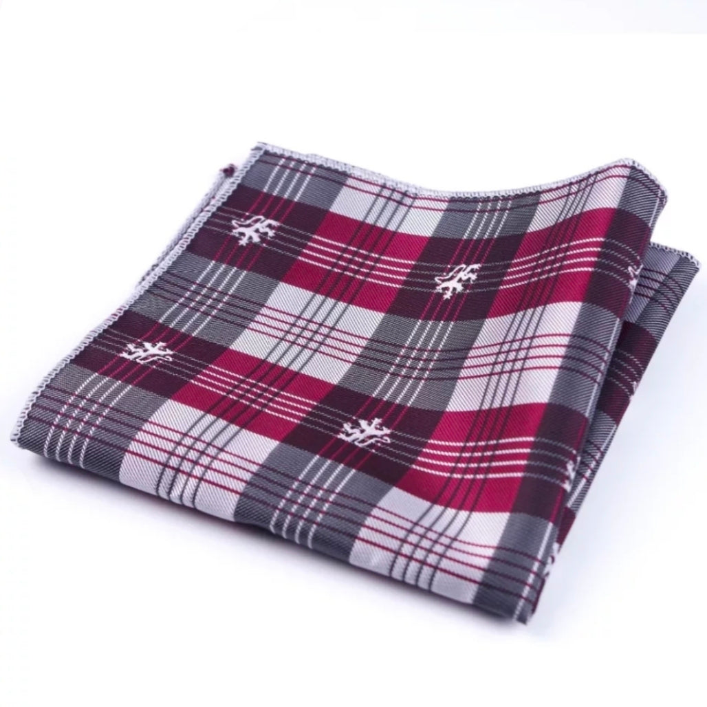 Red & Black Plaid Check Pocket Square