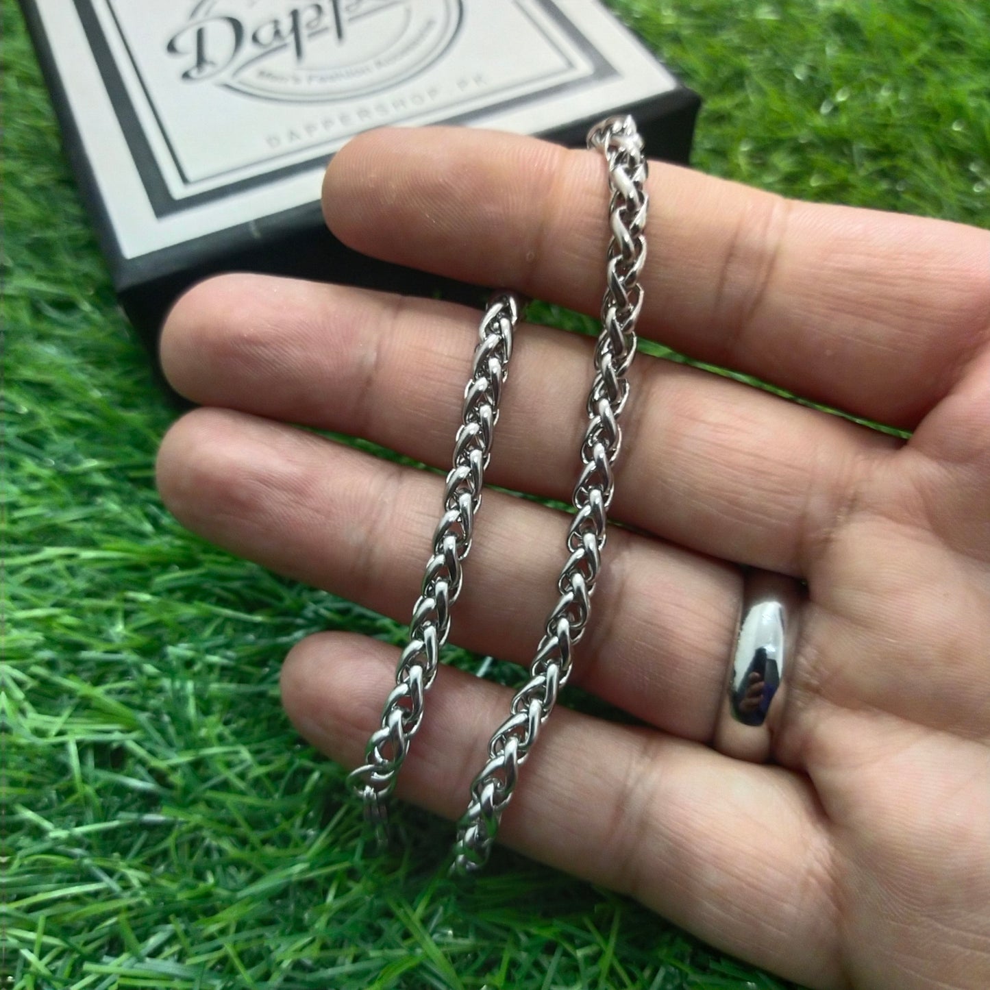 6mm Wheat Braided Stainless Steel Bracelet