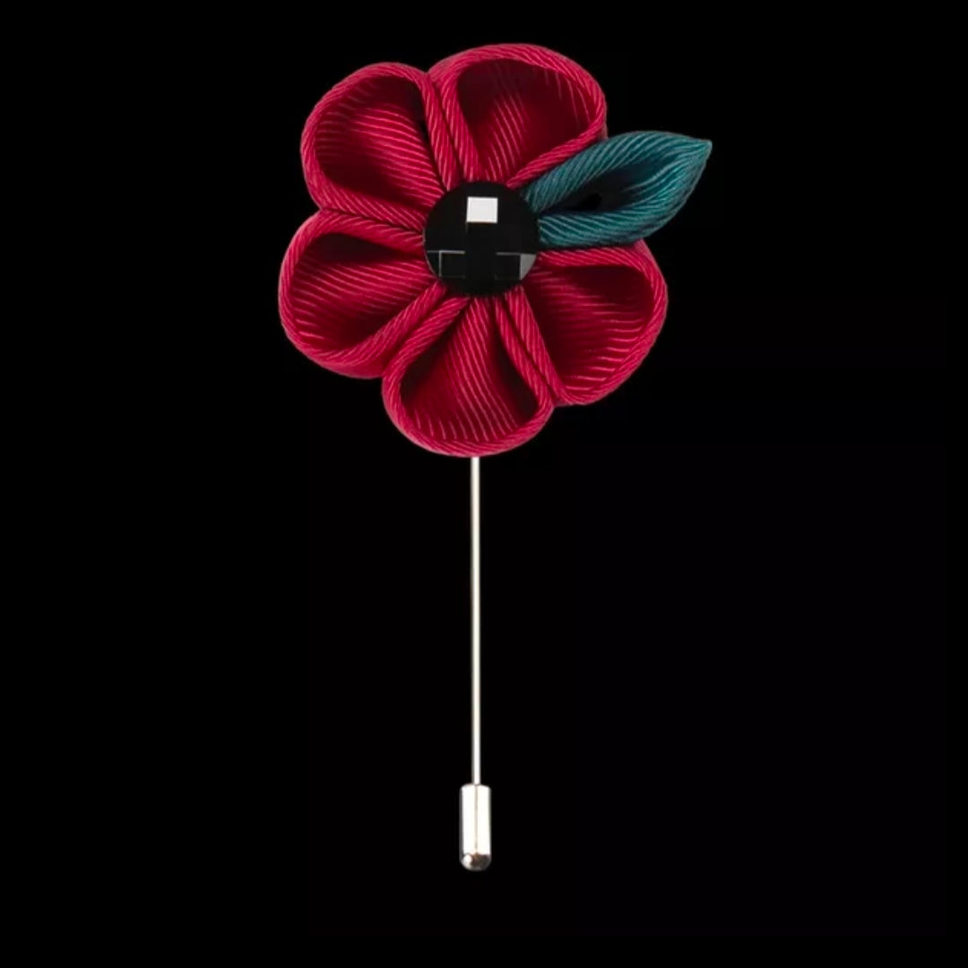 maroon green flower lapel pin brooch online in pakistan