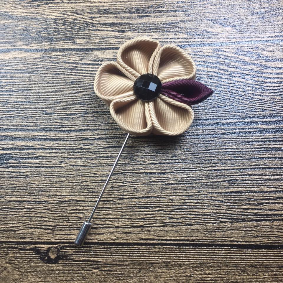 coffe brown flower lapel pin brooch online in pakistan