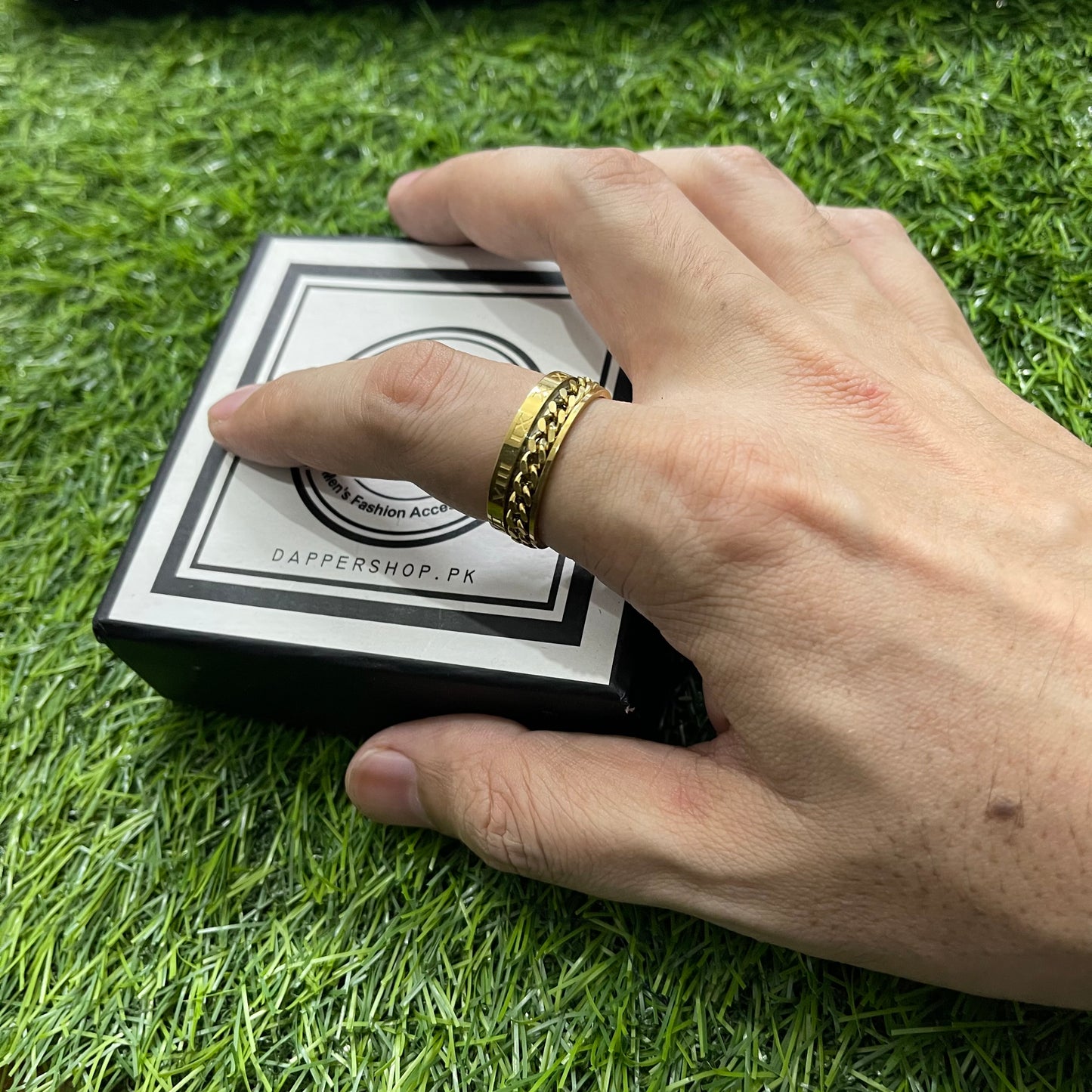 18K Gold Rotating Spinner Ring For Men