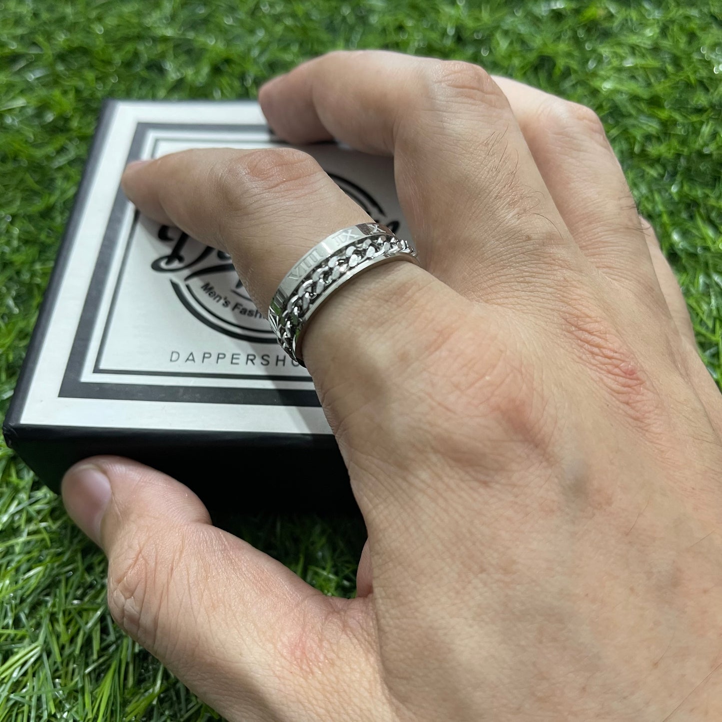Silver Rotating Spinner Ring For Men