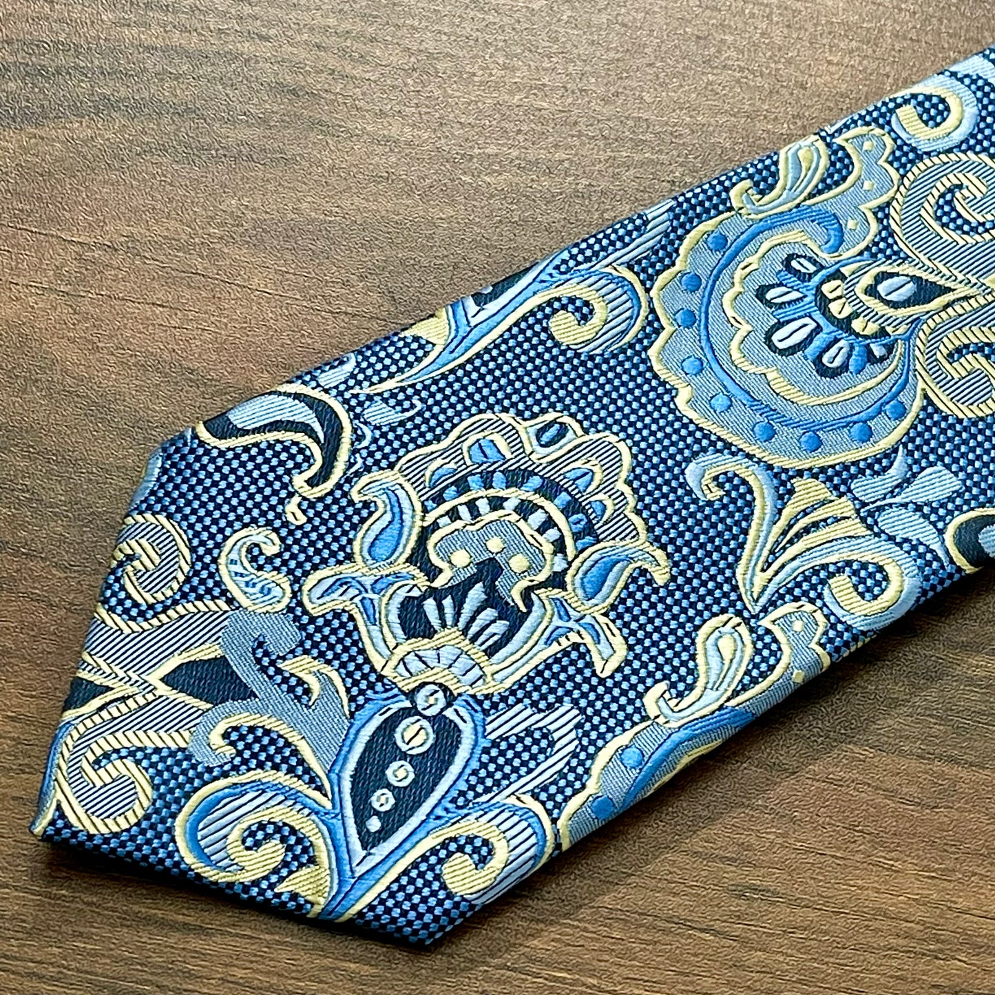 Golden Blue Neck Tie Set For Men