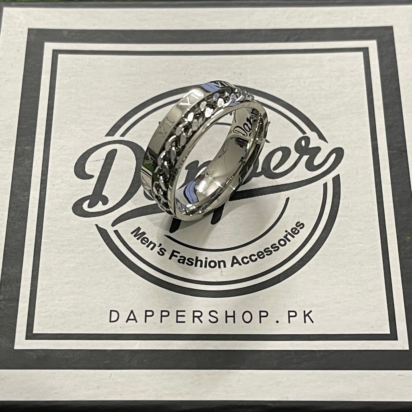 Silver Rotating Spinner Ring For Men