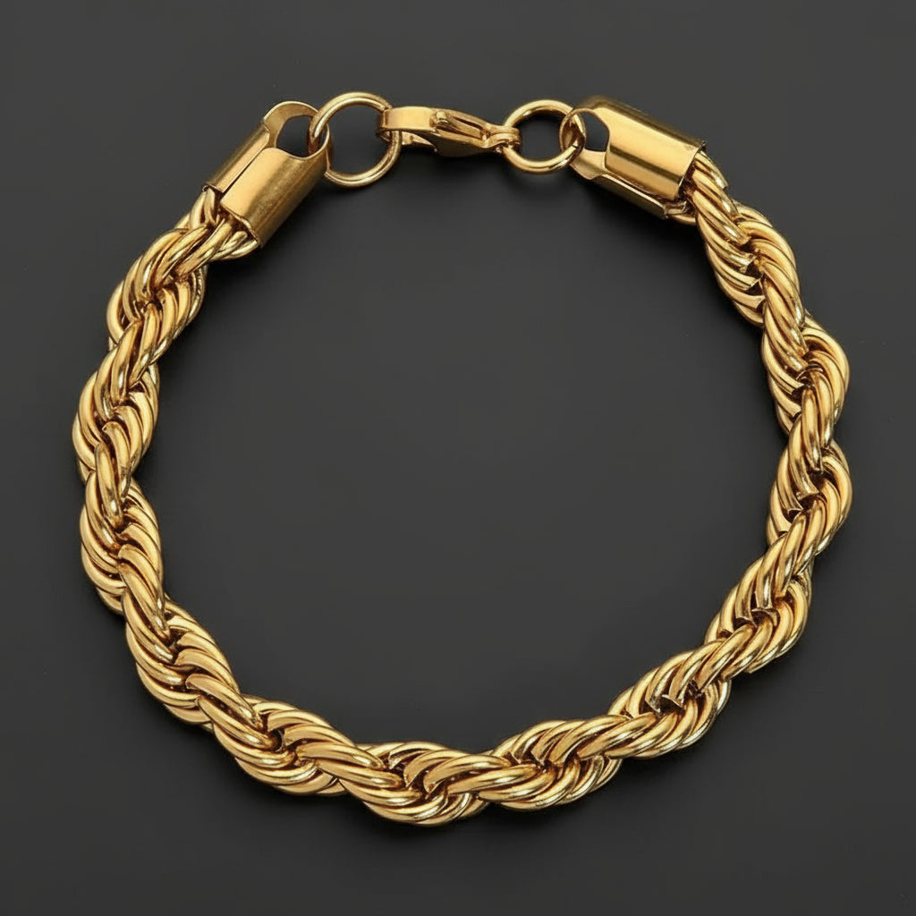 6mm Golden Rope Chain Bracelet For Men