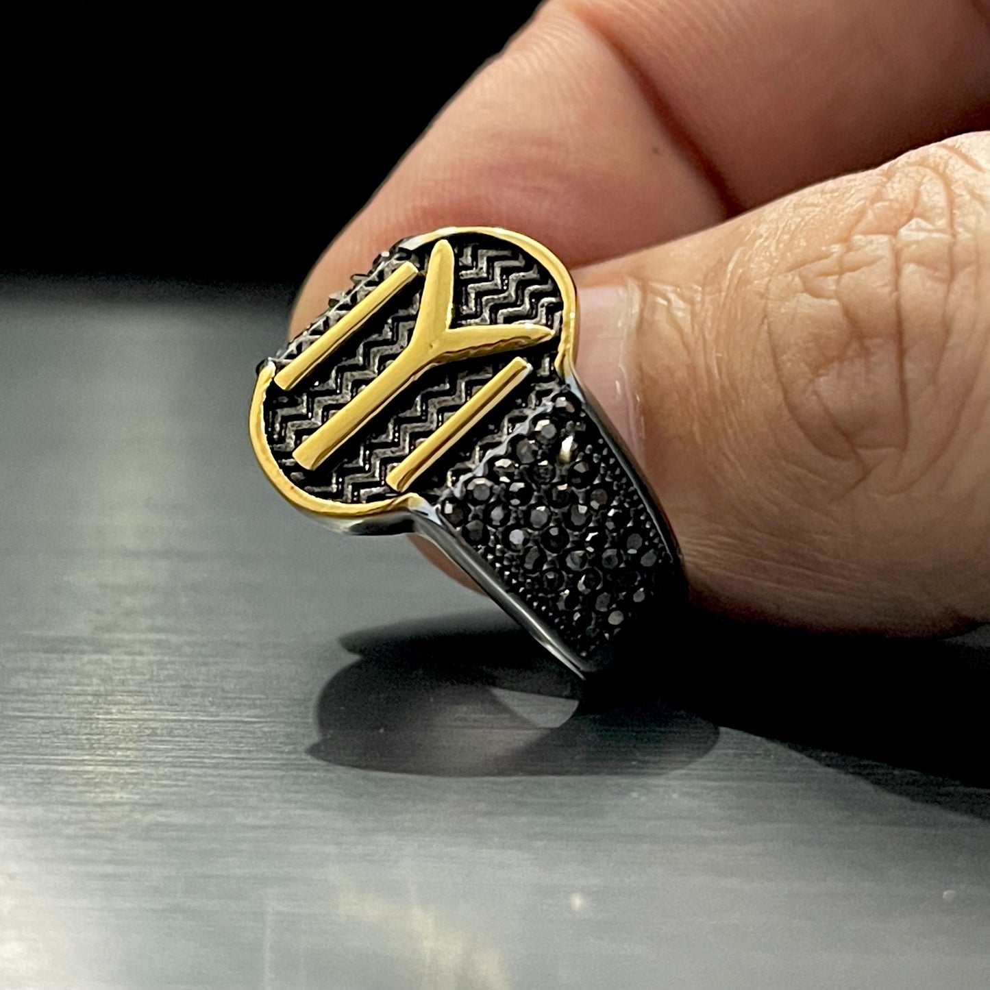 Cubical Zircon Oval Turkish Ring For Men