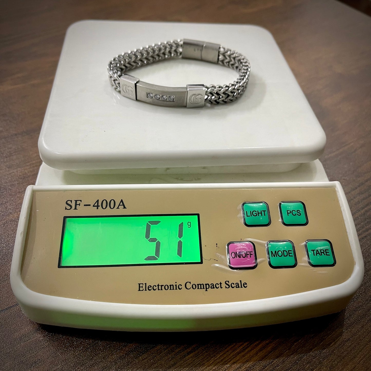 Silver GC Crown Foxtail Bracelet for Men