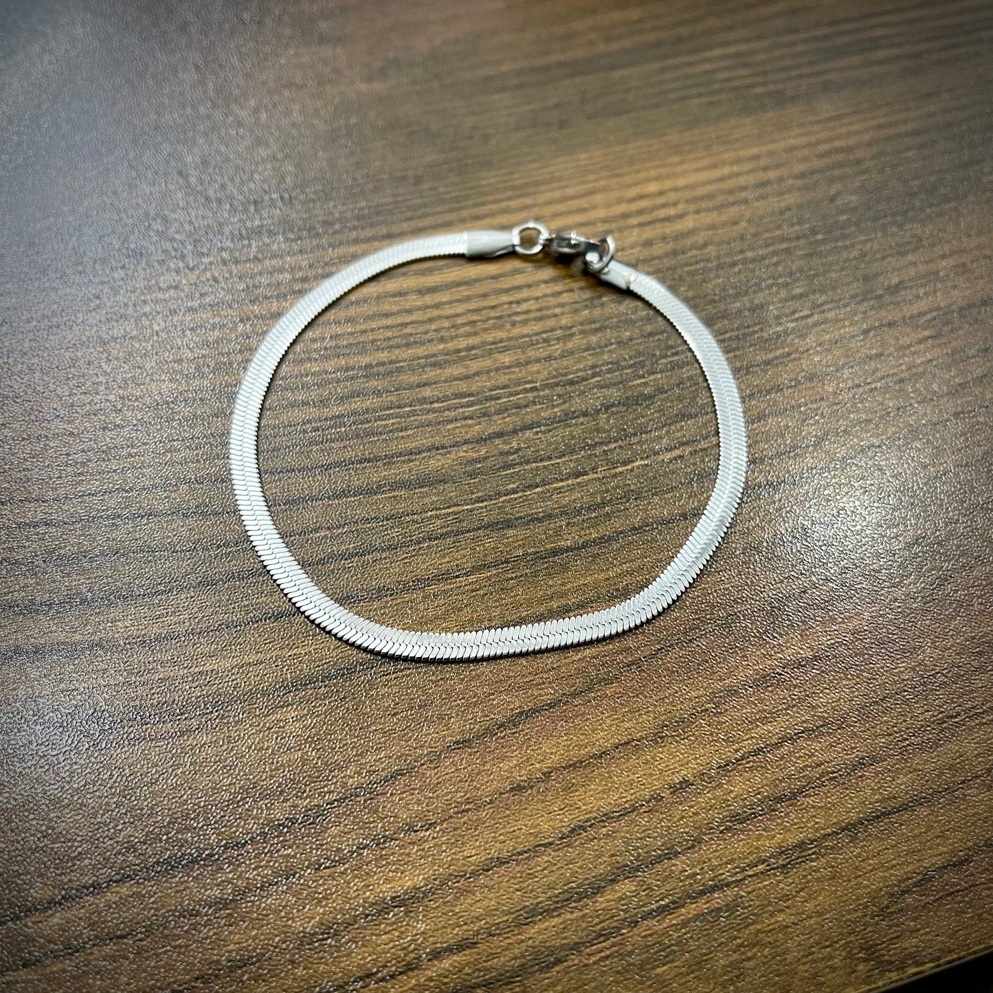 Light Weight 3mm Silver Flat Snake Bracelet For Men/Women