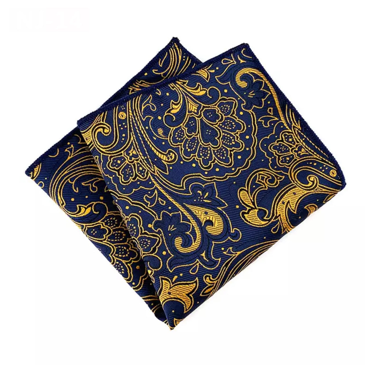 blue and golden paisley floral pocket square for men online in pakistan