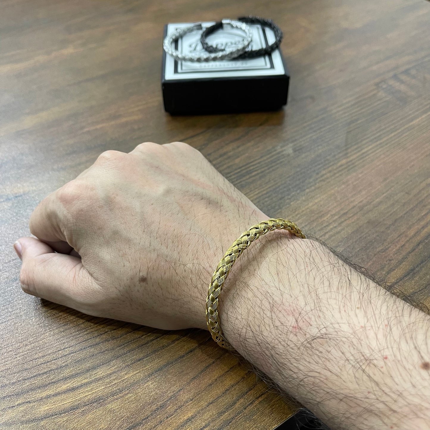 Stainless STeel Golden Cable Bangle For men In Pakistan