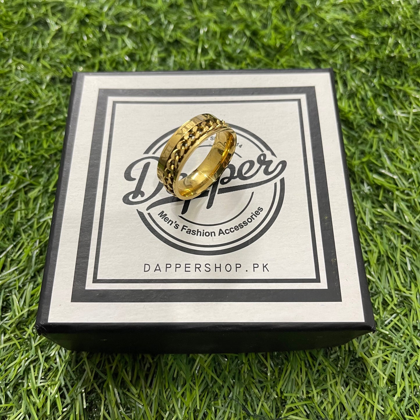 18K Gold Rotating Spinner Ring For Men