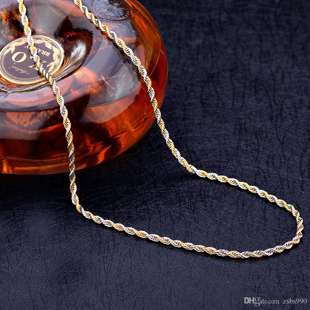3mm Golden & Silver Twisted Neck Chain For Men