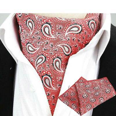 Carrot Red Pink floral paisley ascot cravat tie neck scarf for men in pakistan