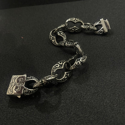 Antique Silver Viking Link Chain Bracelet For Men