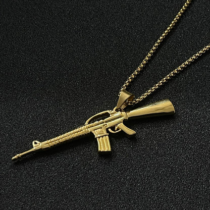 golden pistol rifle m16 pendant necklace for men online in pakistan
