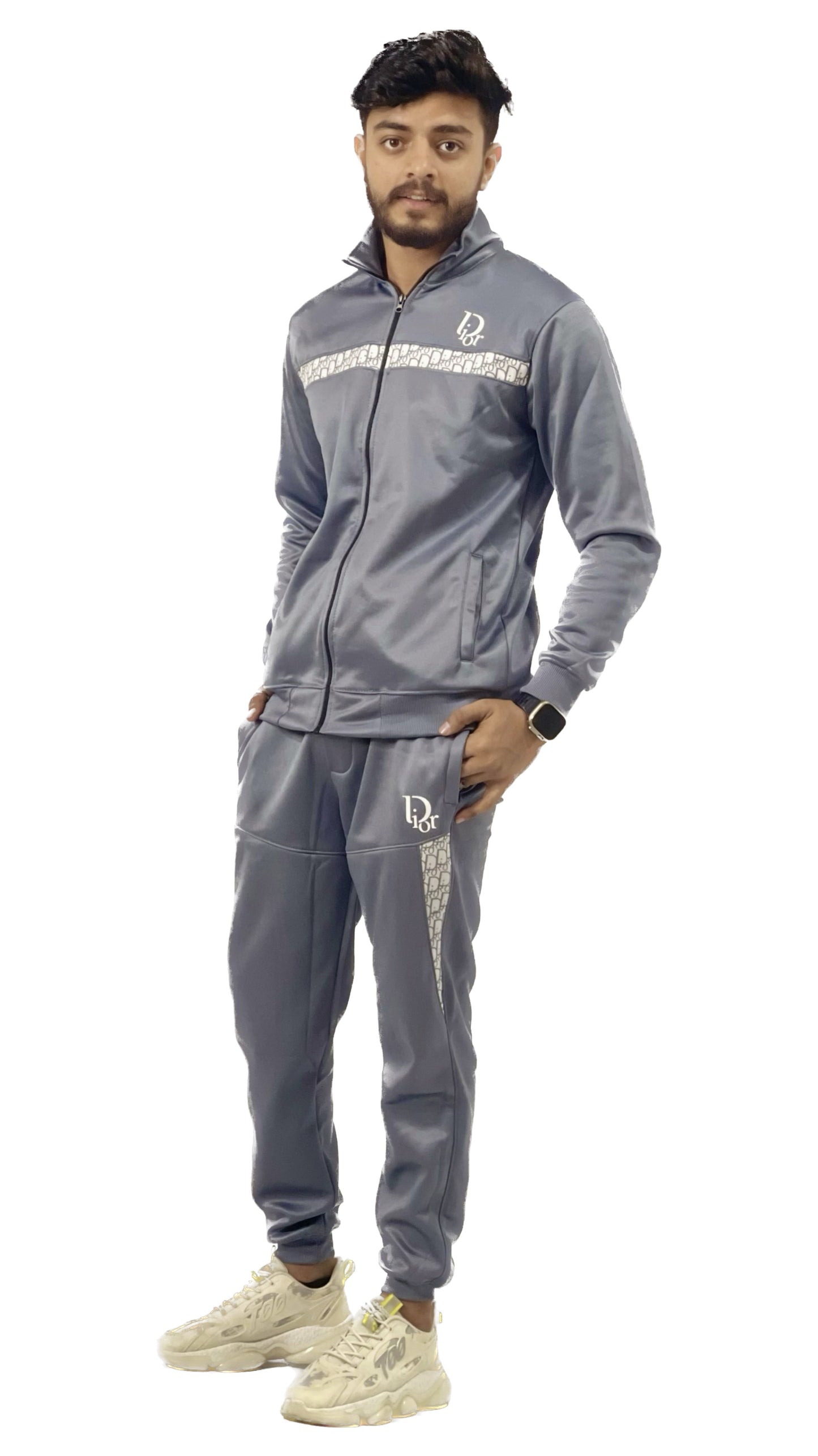 D-ior Premium Slim Fit Track Suit - Grey