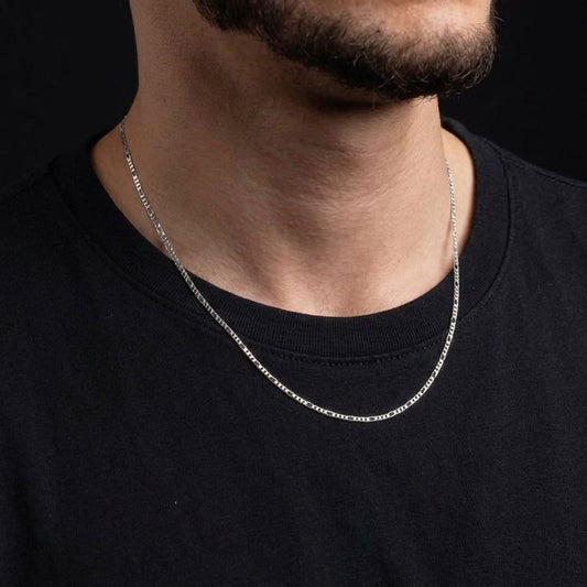 1.5mm thin and sleek silver figaro neck chain for men online in Pakistan