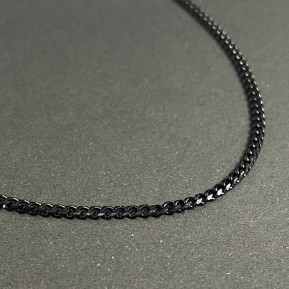 1.5mm thin black curb link neck chain for men online in Pakistan