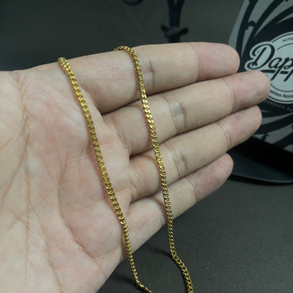 1.5mm thin golden curb link neck chain for men online in Pakistan