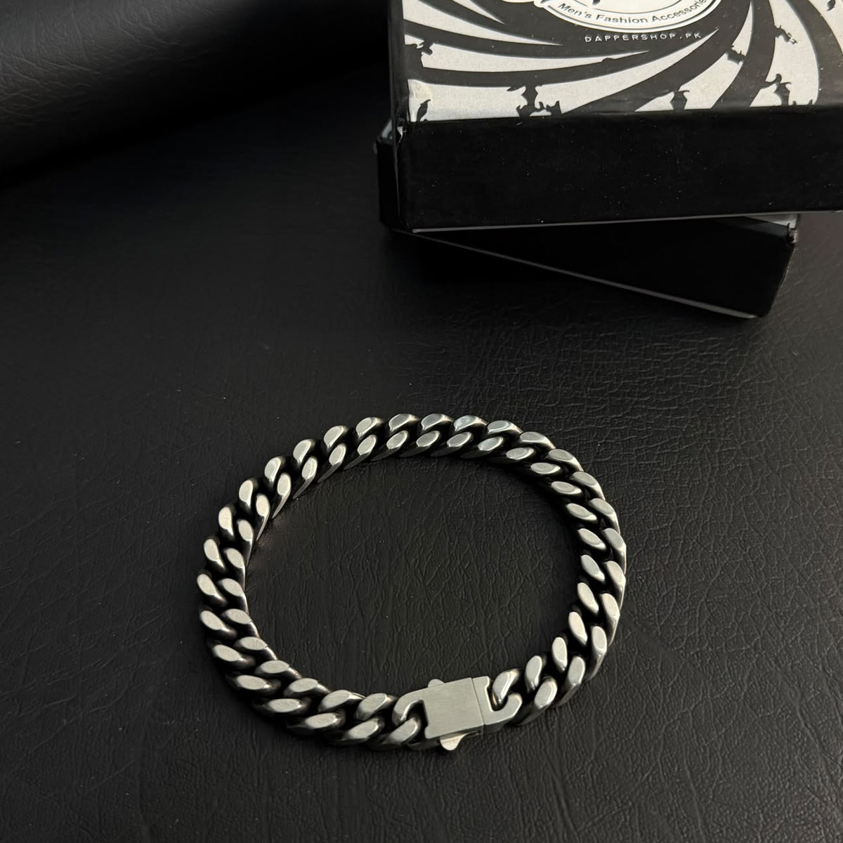10mm antique silver curb link bracelet for men in Pakistan