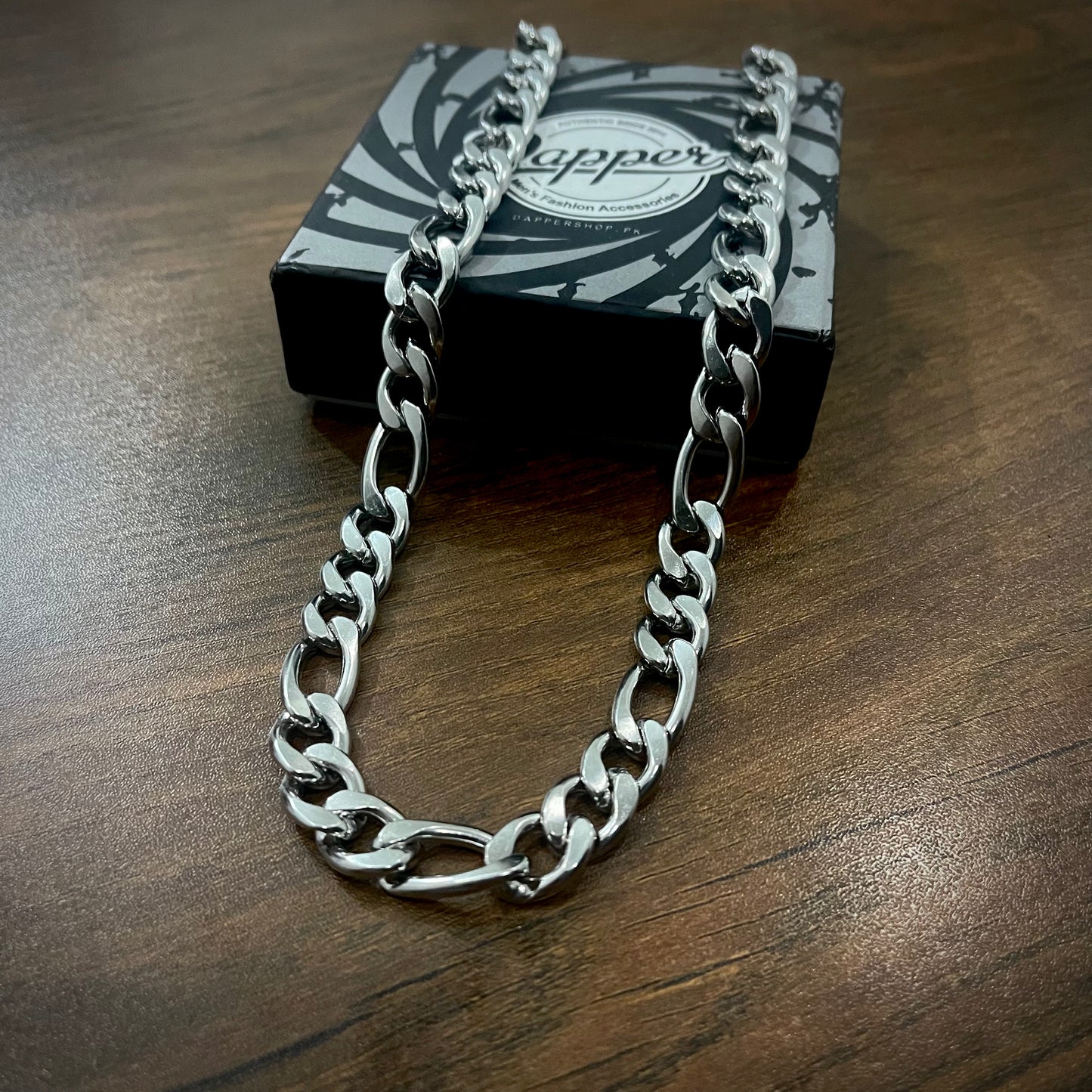 11 mm silver Figaro link neck chain for men online in Pakistan