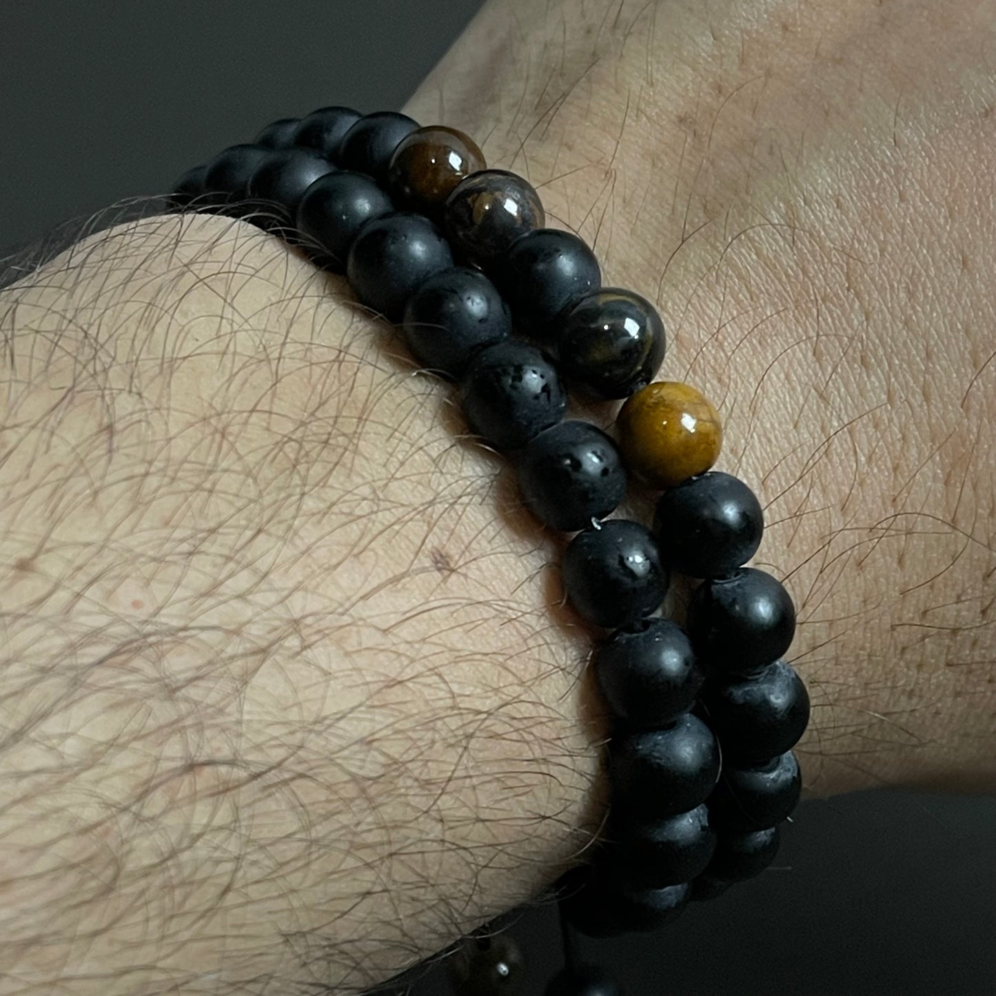 Tiger eye and matt black agate natural stone beads bracelets for men women online in pakistan