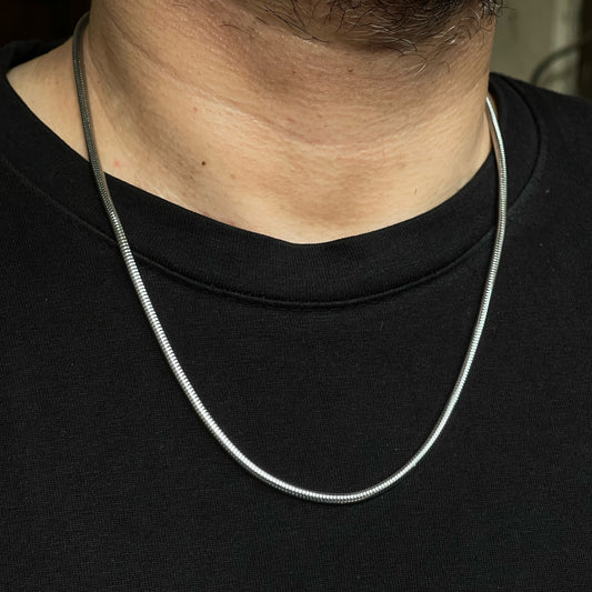 3mm Silver Round Snake Neck Chain