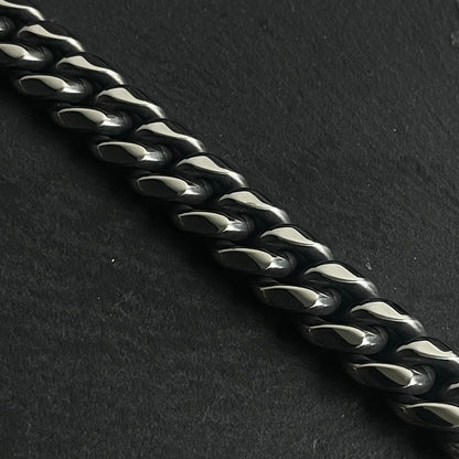 13mm antique silver stainless steel heavy curb chain bracelet for men in Pakistan