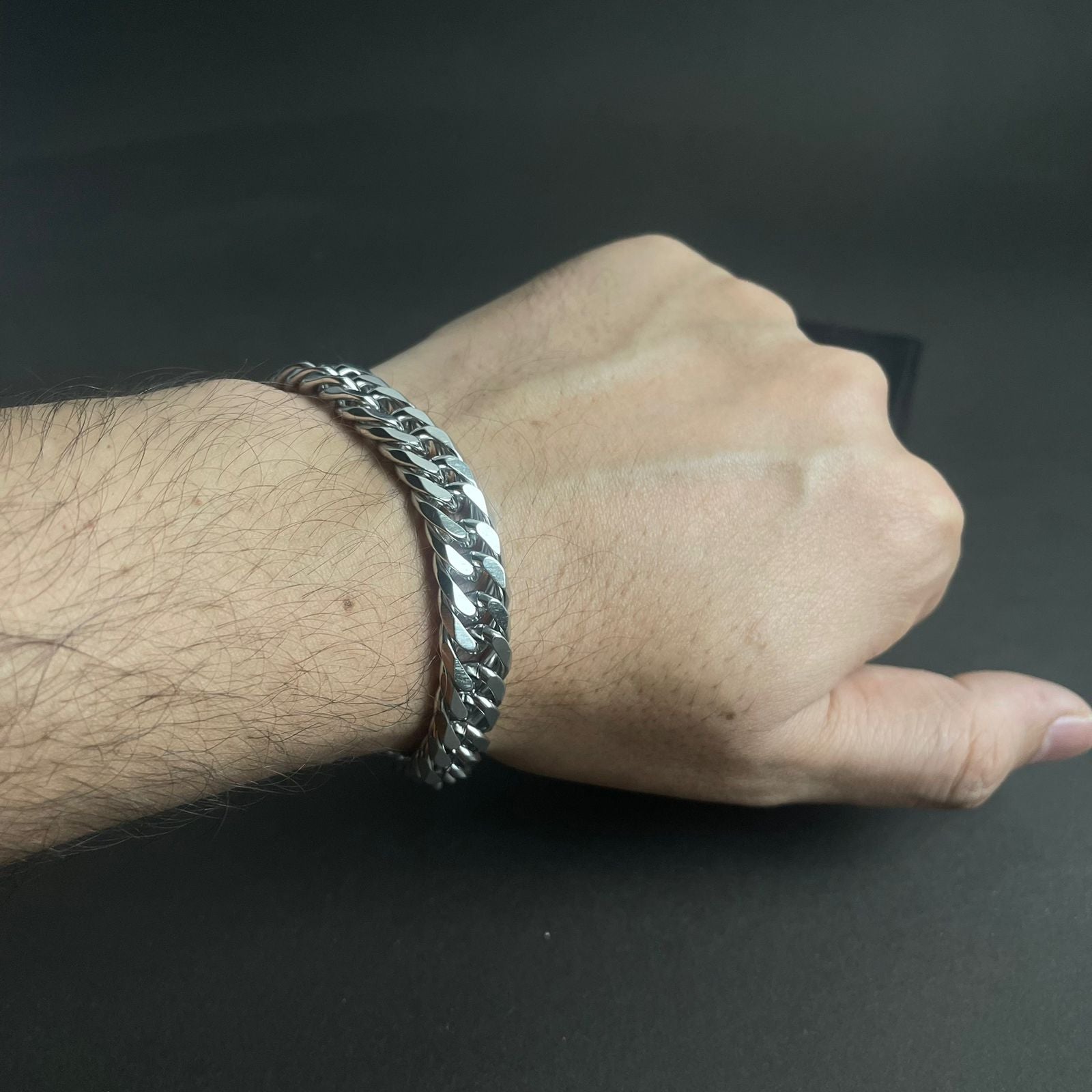 13mm silver stainless steel heavy chain bracelet for men Pakistan