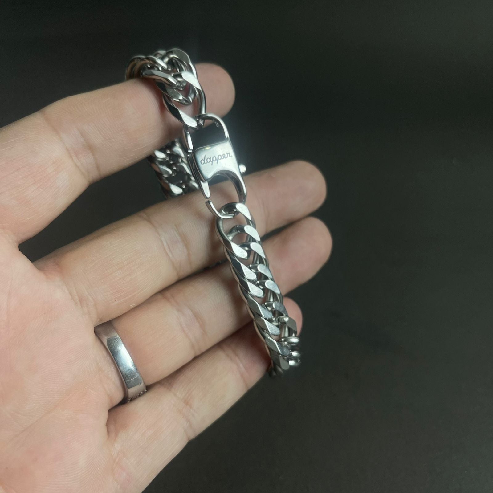 13mm silver stainless steel heavy chain bracelet for men Pakistan