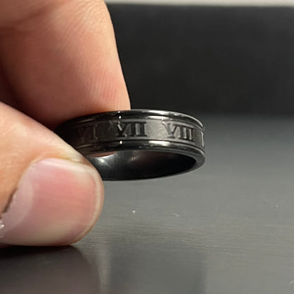 roman numeral titanium Black ring for men online in pakistan