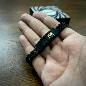 Black Rolex Crown Curb Link Bracelet for Men