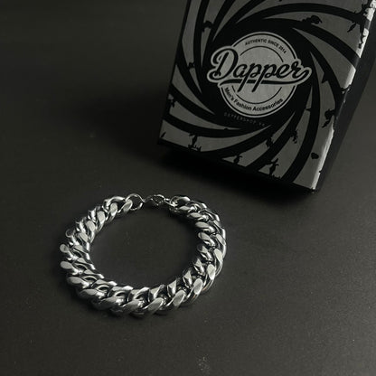 15mm silver stainless steel heavy curb chain bracelet for men online in Pakistan