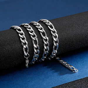 11mm Silver Figaro Link Neck Chain For Men