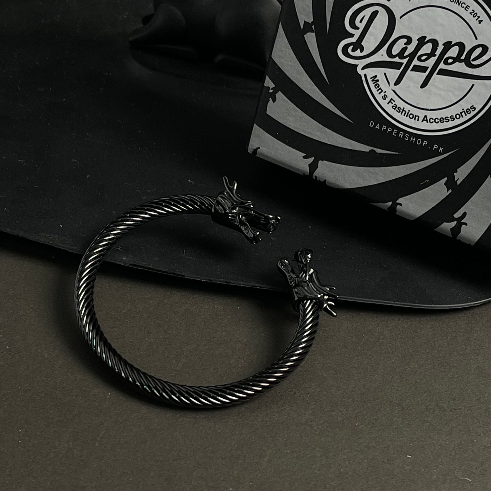 Black stainless steel dragon bracelet for men boys online in Pakistan