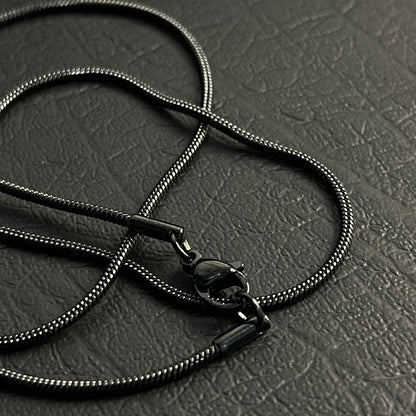 1mm sleek black round snake herringbone neck chain for men in Pakistan