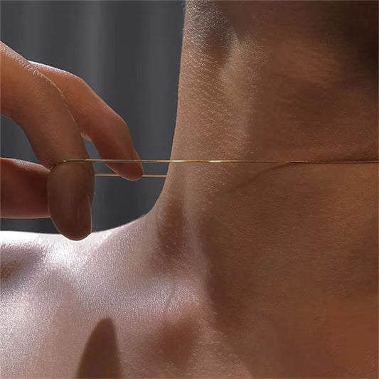1mm sleek golden round snake herringbone neck chain for men in Pakistan