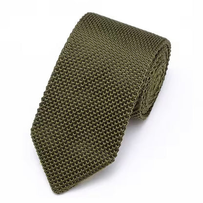 Premium Olive Green Pointed Knitted Tie For Men