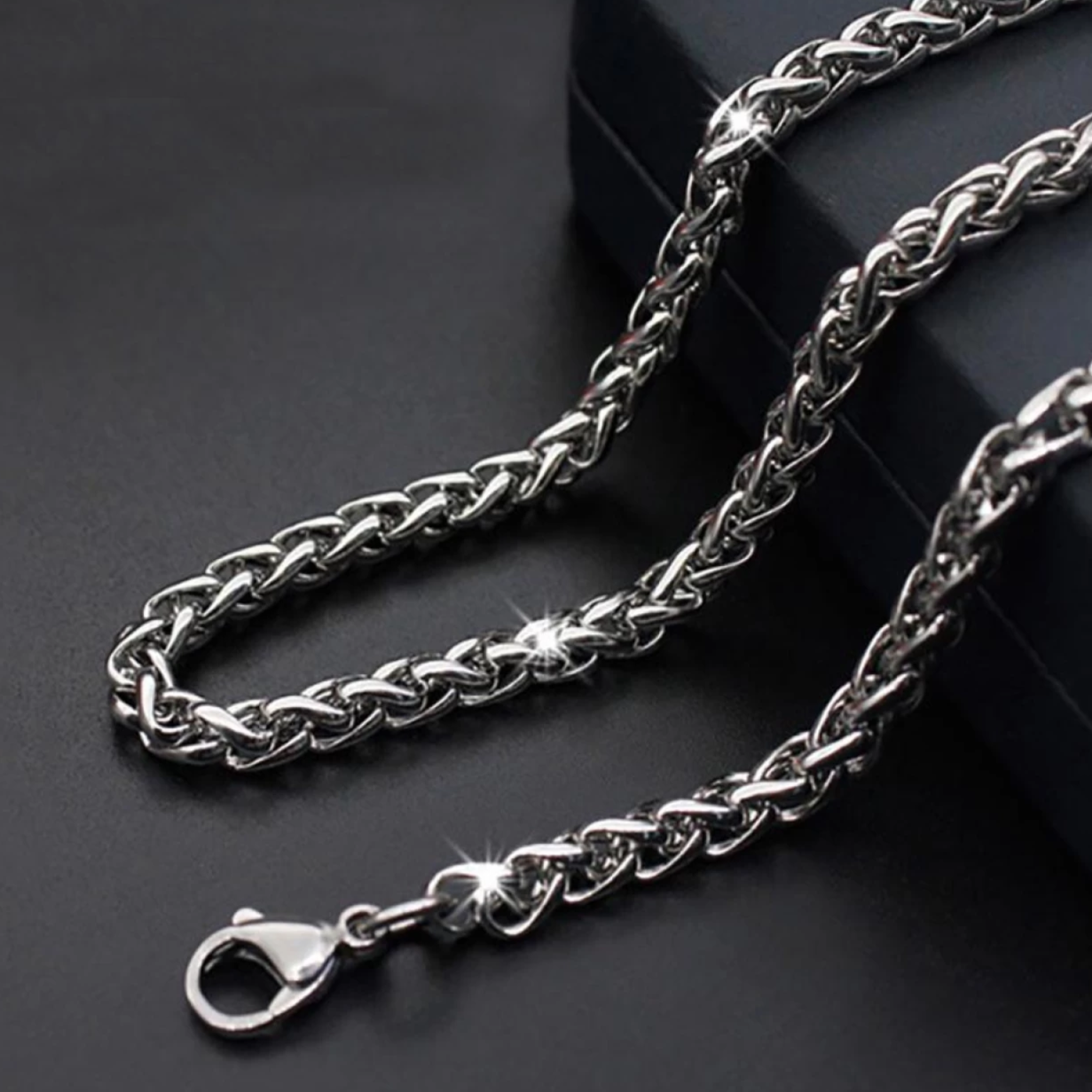6mm silver wheat keel link neck chain for men  online in pakistan