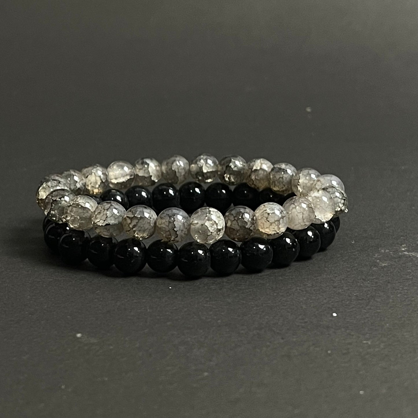 White and black stone beads distance bracelet online in pakistan