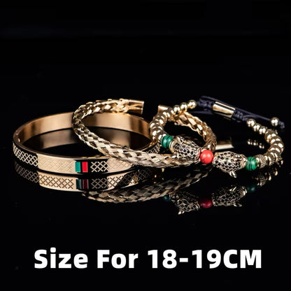 3pcs Golden Luxury Men Bracelets Set