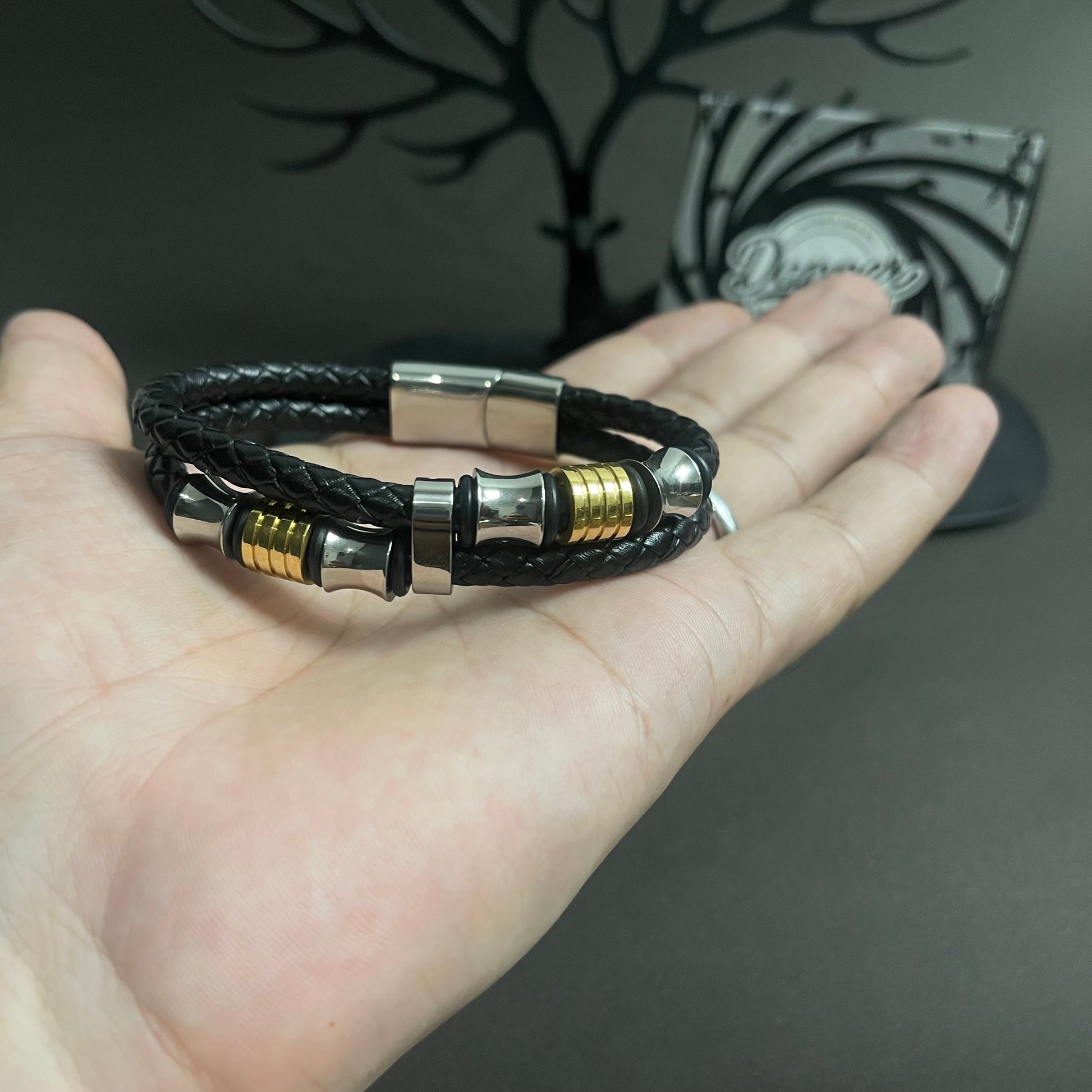 black leather bracelet for men online in pakistan