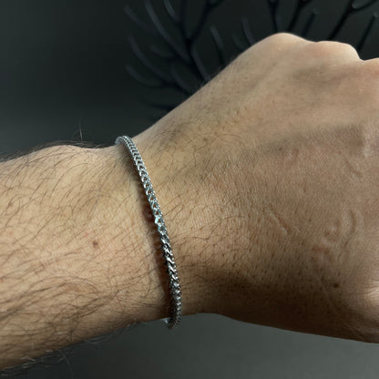 2mm franco link silver square foxtail chain bracelet for men online in pakistan