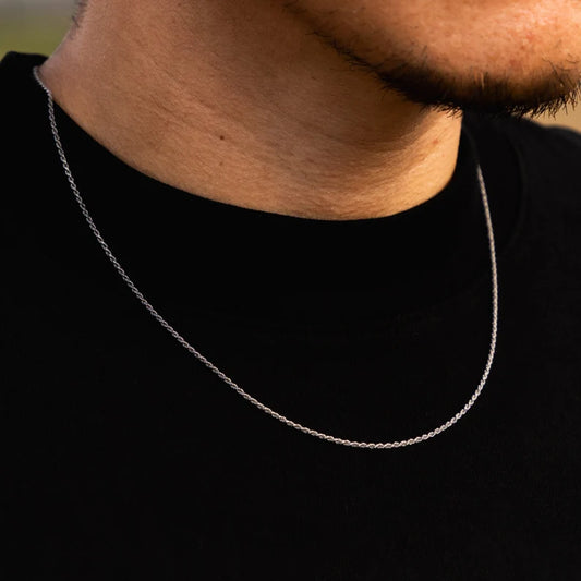 2mm silver twisted rope neck chain for men online in pakistan