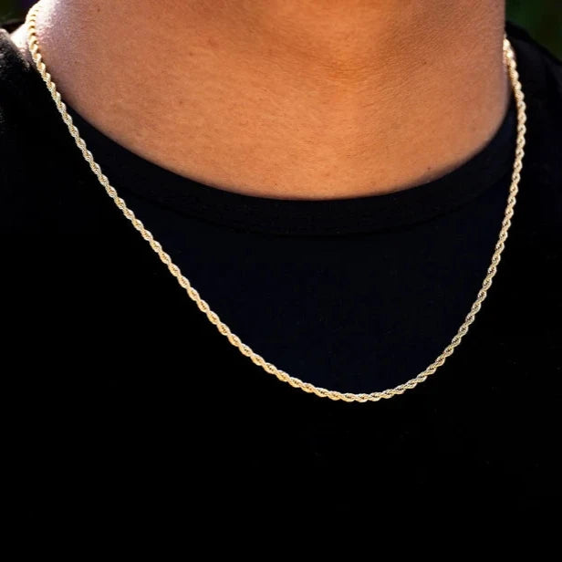 2mm silver twisted rope neck chain for men online in pakistan