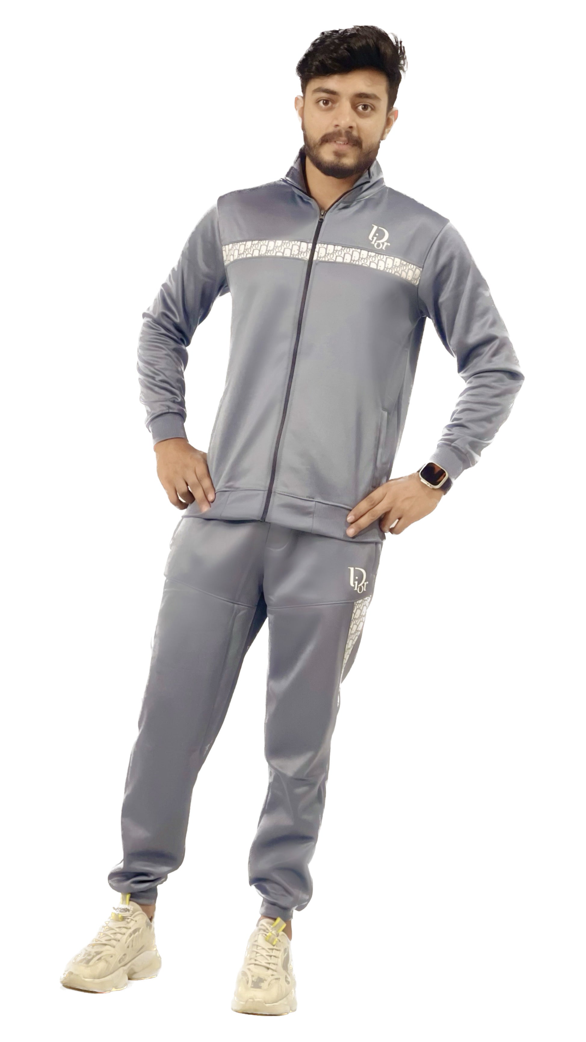 Grey tracksuit slim discount fit