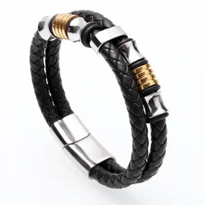 black leather bracelet for men online in pakistan